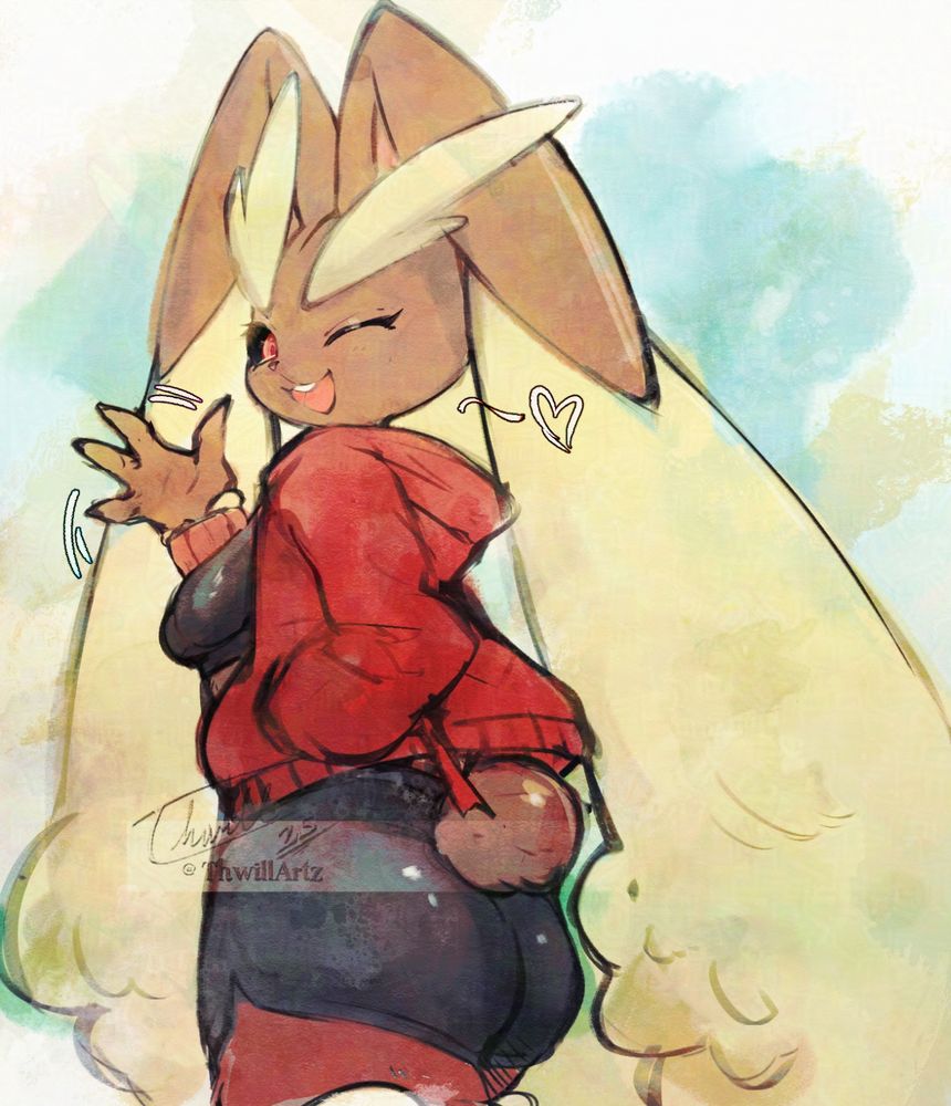 Quickly watercolored an old sketch I had lying around. It came out pretty okay given the little time I've spent on it. ----- - ウサギがあなたに気づいて手を振って挨拶しました。- 古いスケッチを水彩で素早く塗りました。時間をかけずにできたので、結構良くできたと思います。