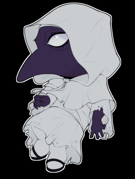 A digital flat-colored chibi, featuring a bird-like cryptid character.