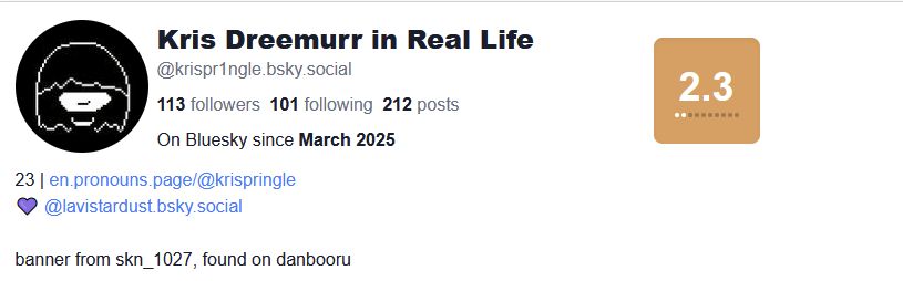 Bluefacts score of 2.3 for my account