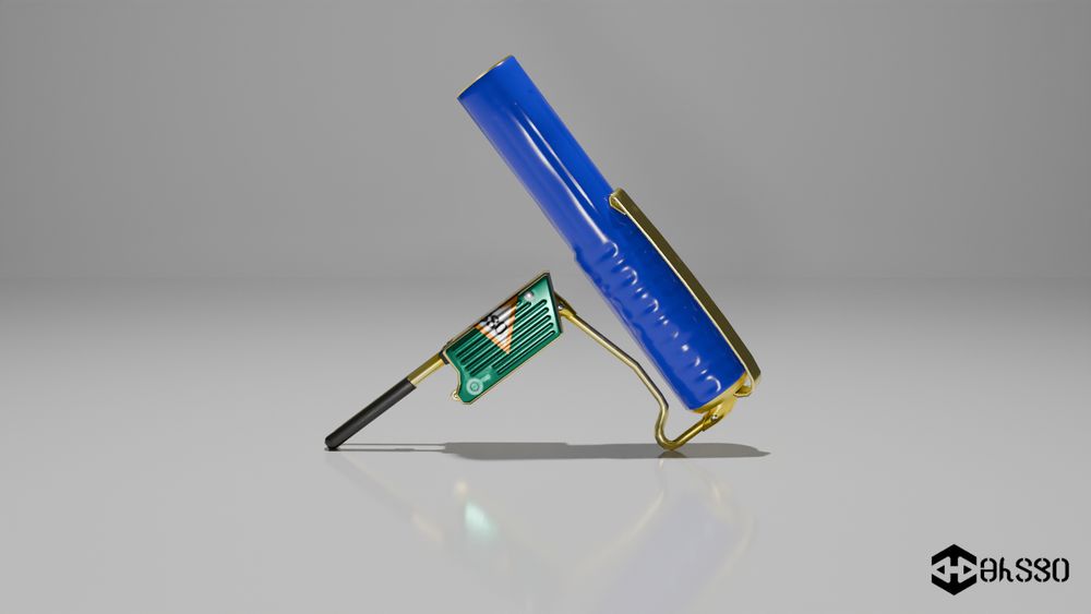 Gold Foil Flingza Roller (A gold variant of the Flingza. Just like the Gold Foil Squeezer the majority of the weapon's metal parts are gold. And the central piece of the weapon is now green.)