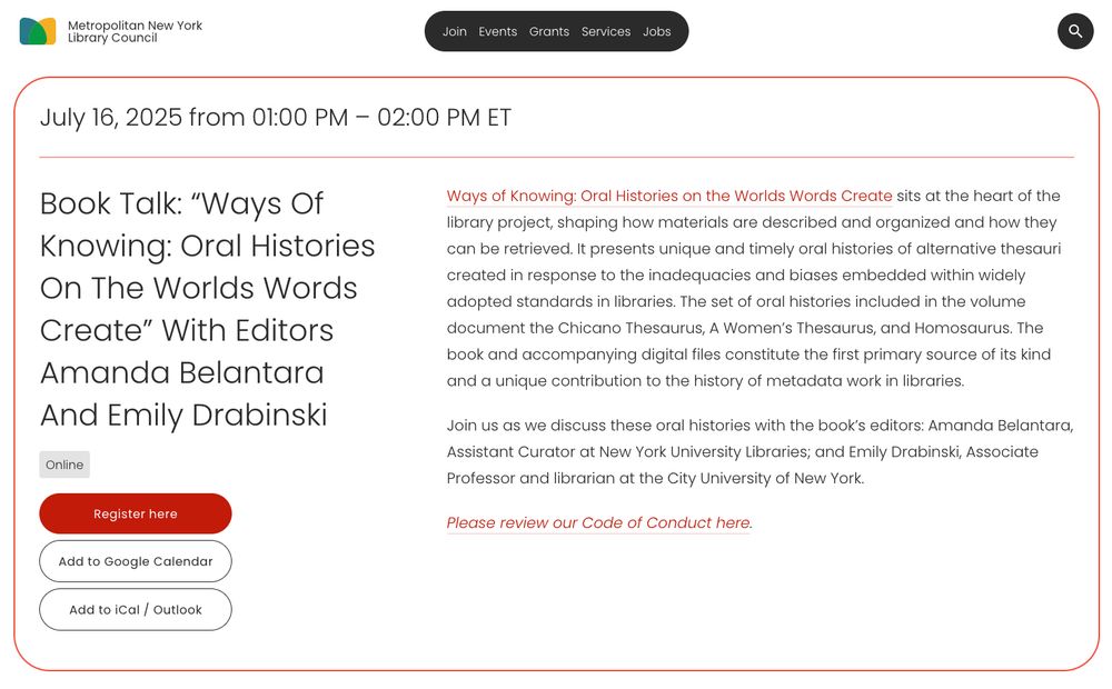 A screenshot of METRO's website showing the event page with a description and links to register. 
