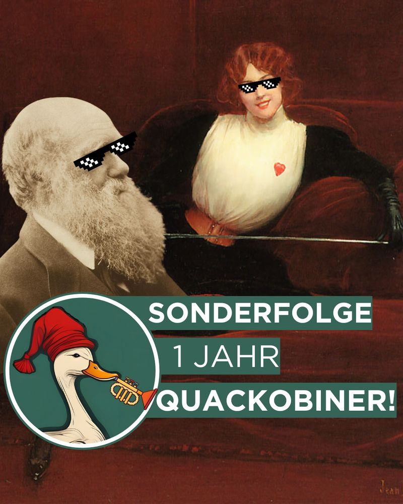 Cover der Podcastfolge. Darauf ein Bild von Darwin und ein Gemälde, das nicht Julie D'Aubigny zeigt.