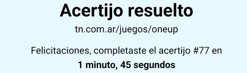 tn one up #77. 1 minuto, 45 segundos