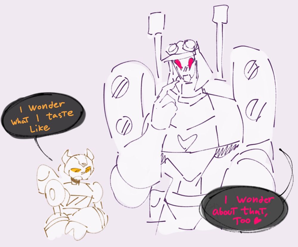 Bee wondering out loud what he tastes like, and Blitzwing admitting he wonders about that too.