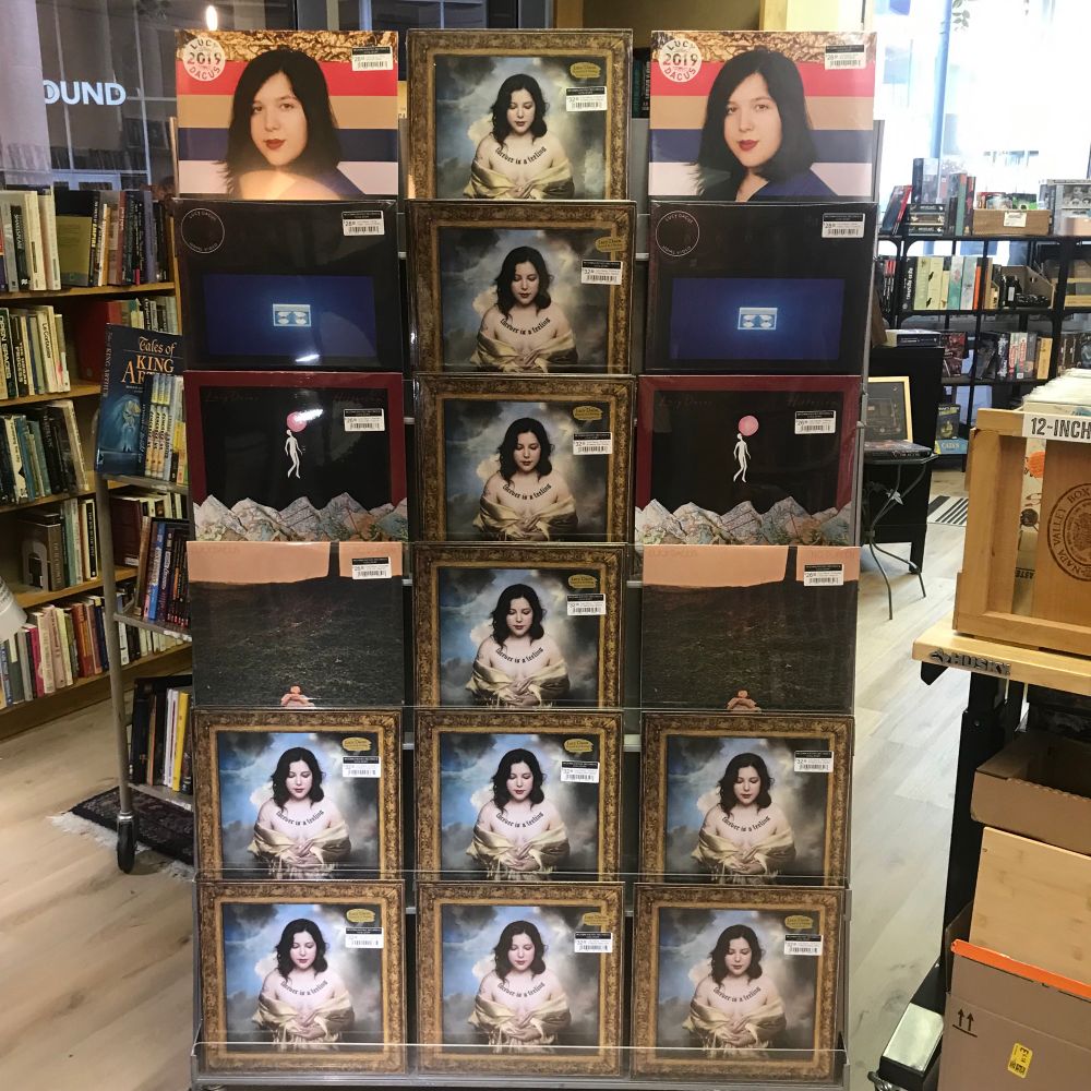 Lucy Dacus albums on display.