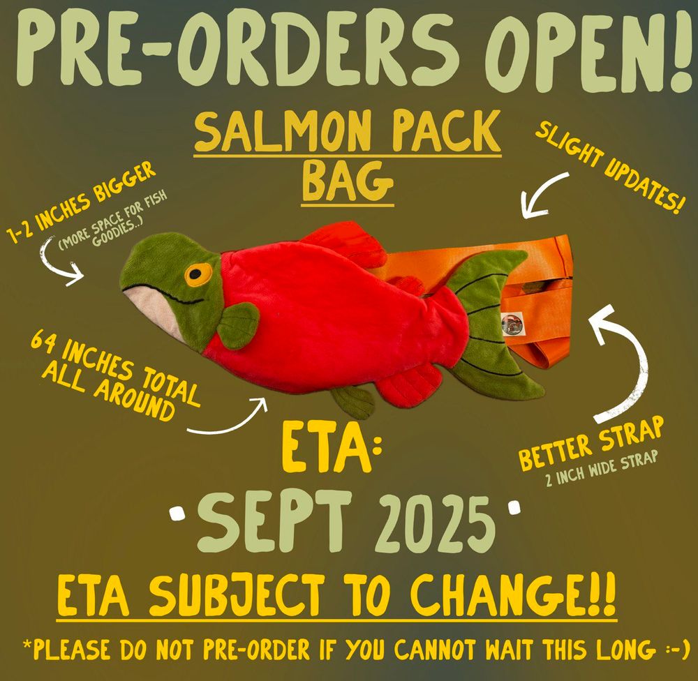 Salmon pack bag is back up for pre-order on lake-mutt.com. This is the 2.0 version. 