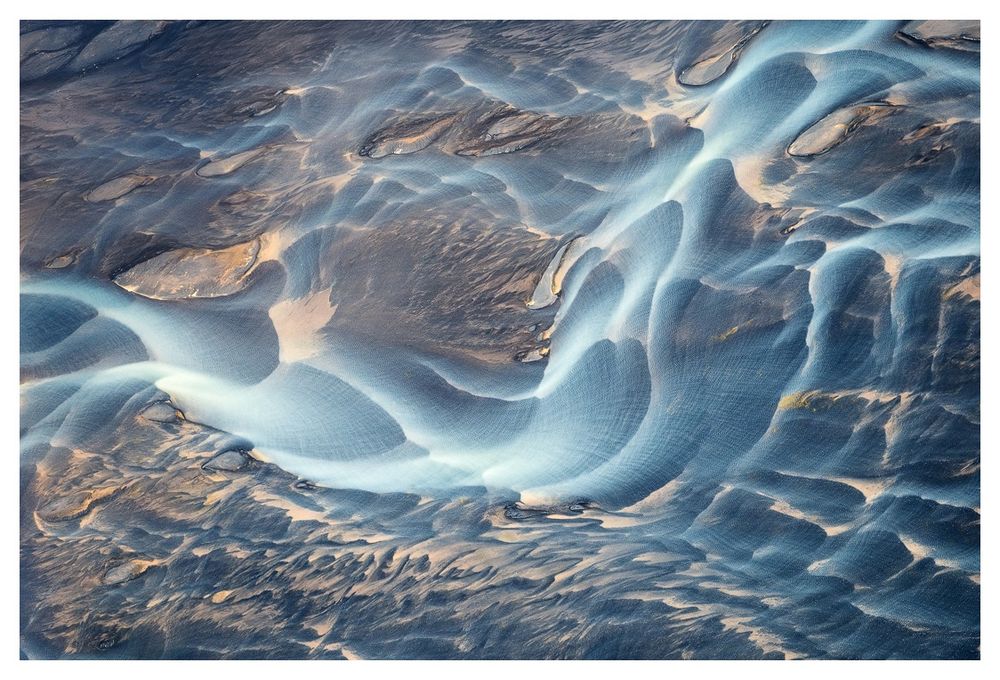 Aerial of rivers in Iceland