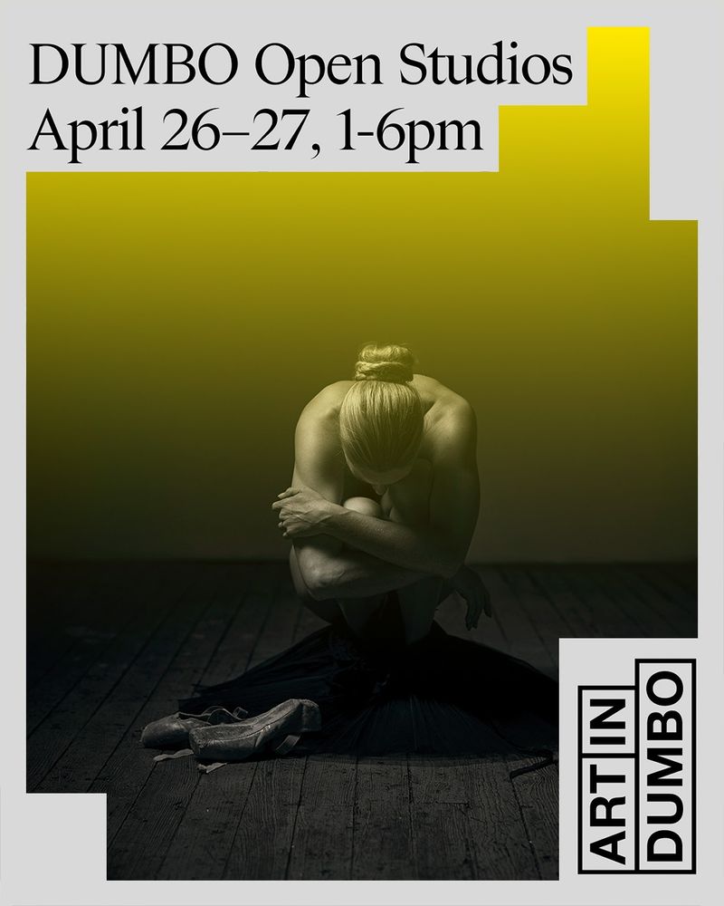 Poster announcing open studios in DUMBO and Vinegar Hill today!