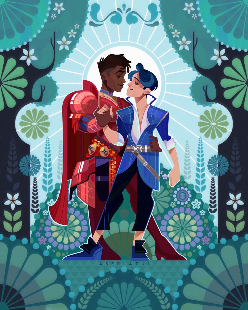 Artwork of Jayce and Alexius from Of Knights and Books and Falling In Love by Rita A. Rubin 