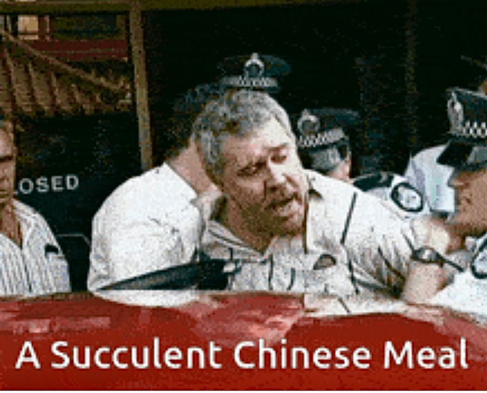 Jack Karlson, succulent Chinese meal guy, being arrested by Australian police