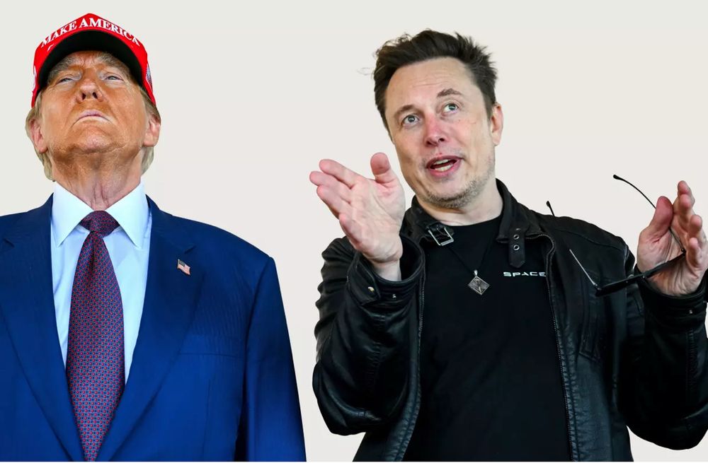 Two massive weapons standing next to each other.