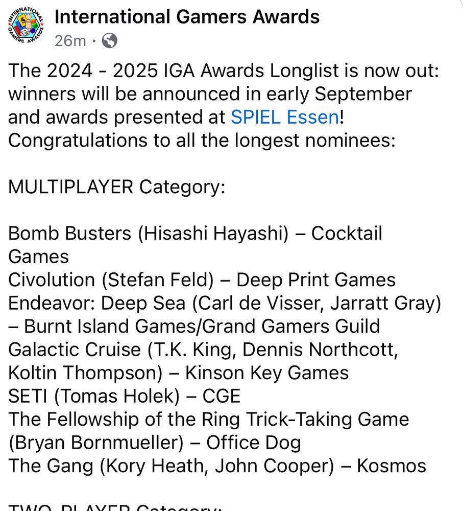 IGA Longlist