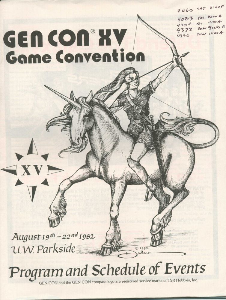 Gen Con XV historic convention schedule