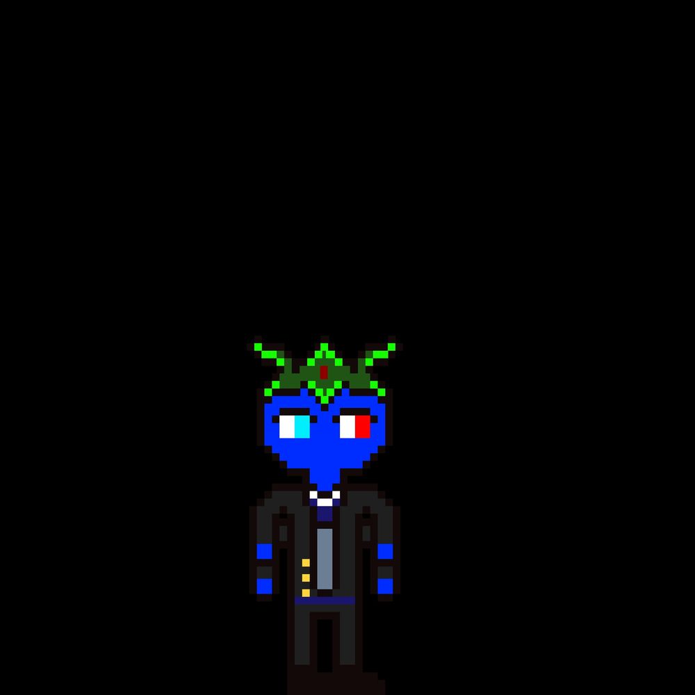 Hidden god of secrets and mystery. A 12 foot tall four armed blue guy dressed in a suit with the crown of secrets atop his head. His name is Otto 