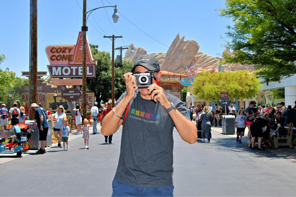 A photo of a photographer at Disney California Adventure Park in Anaheim, California.