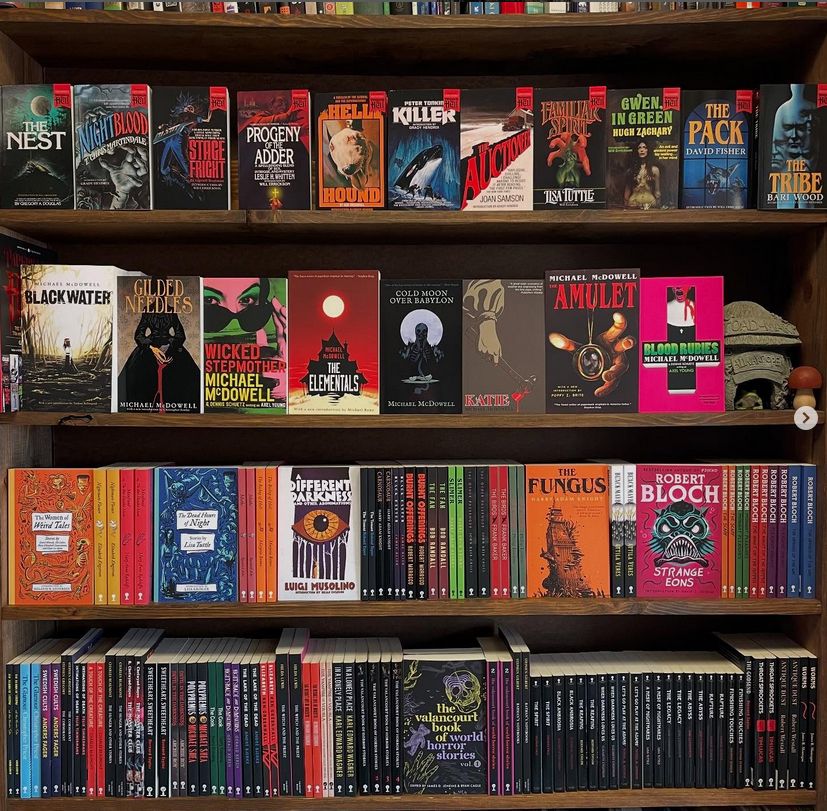 Photo of bookstore display of Valancourt Books titles.