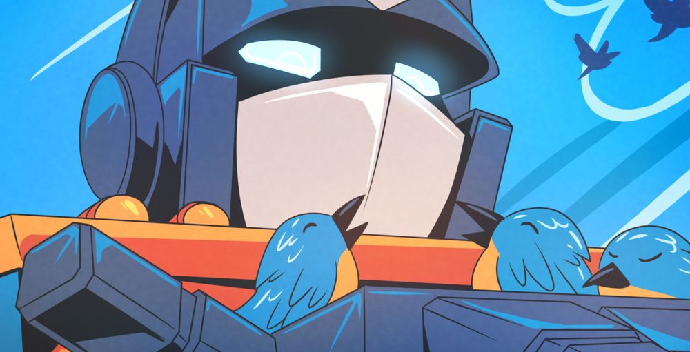 Optimus Prime holding three blue birds in his hand

Click the link to view the full image