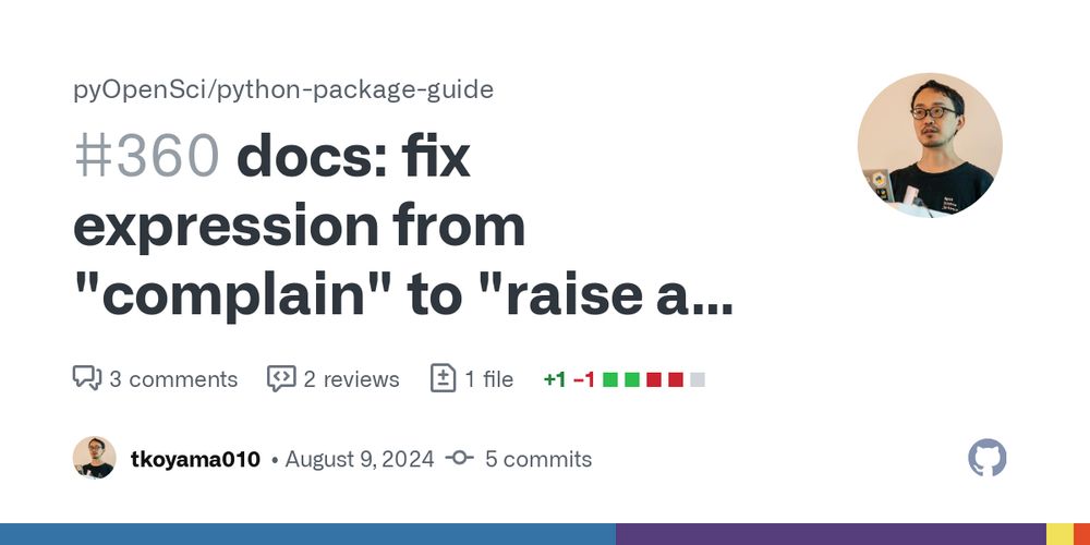 docs: fix expression from "complain" to "raise an error" by tkoyama010 · Pull Request #360 · pyOpenSci/python-package-guide