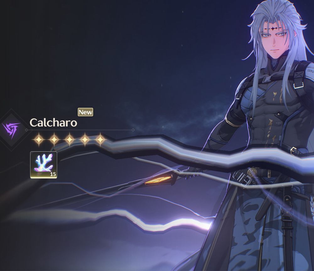 A screenshot showing 5 star character Calcharo in Wuthering Waves being obtained.
