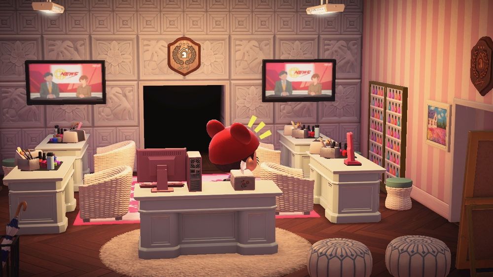 Animal Crossing New Horizons resident at a nail salon 