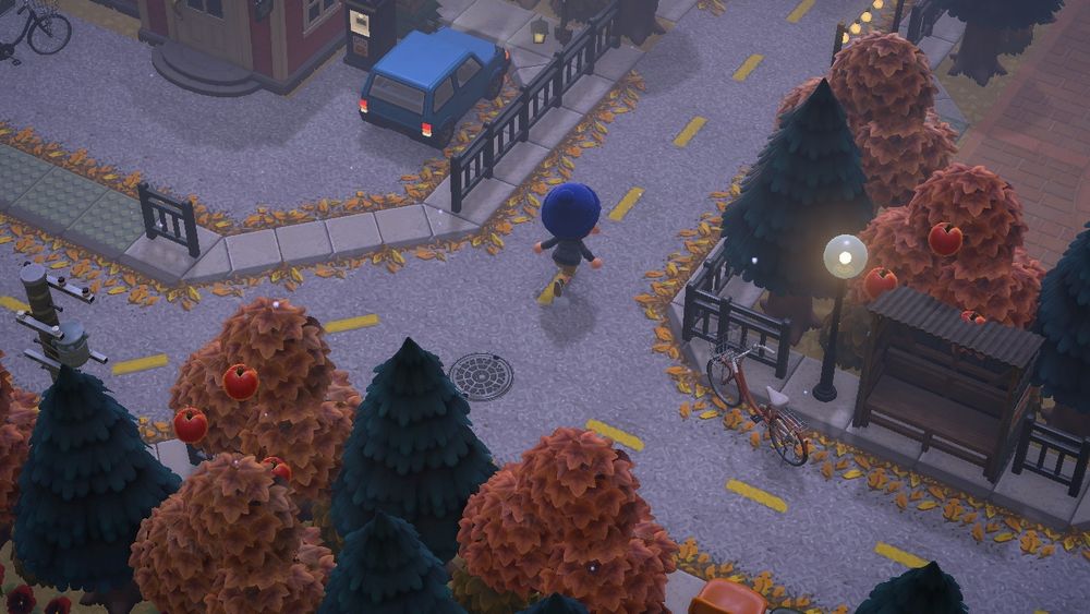 Animal Crossing New Horizons resident running through a neighborhood 