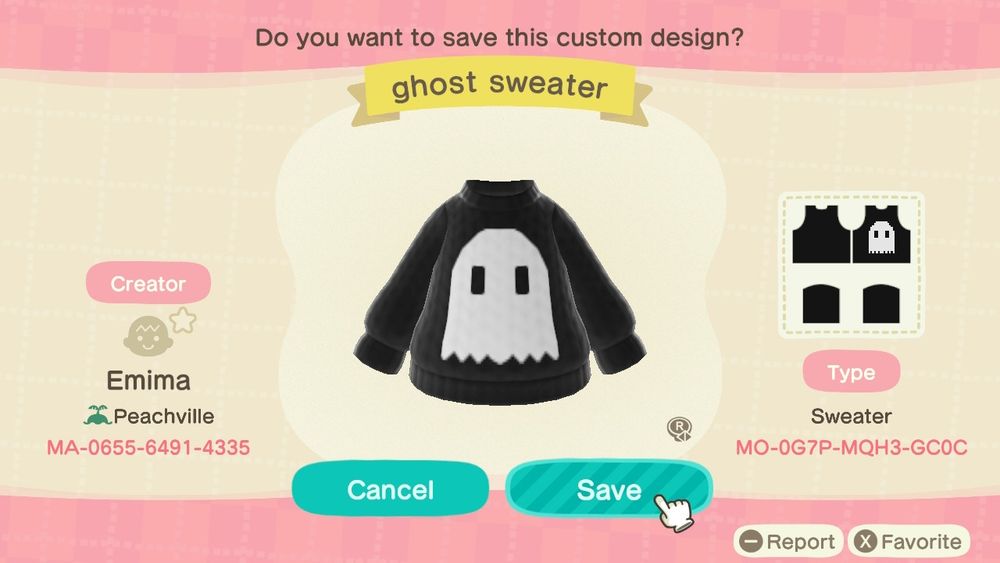 Animal Crossing New Hrizons  custom sweater with ghosts 