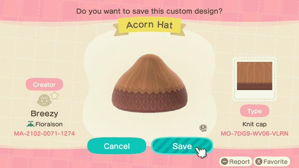 Animal Crossing New Horizons custom knit cap with fall colors 