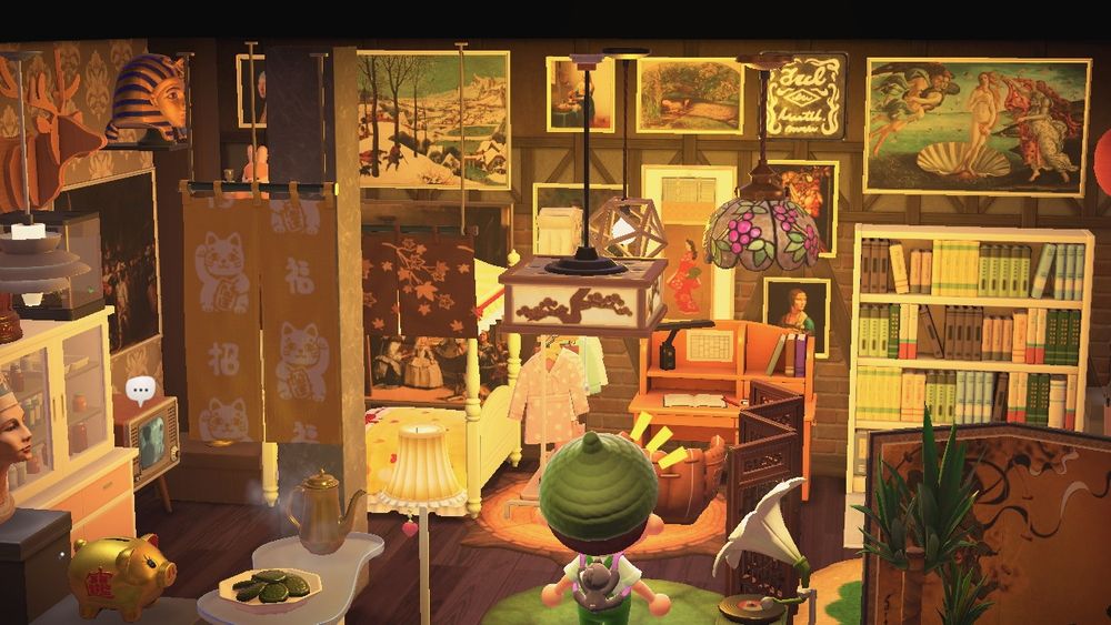 Animal Crossing New Horizons resident in a weird room 