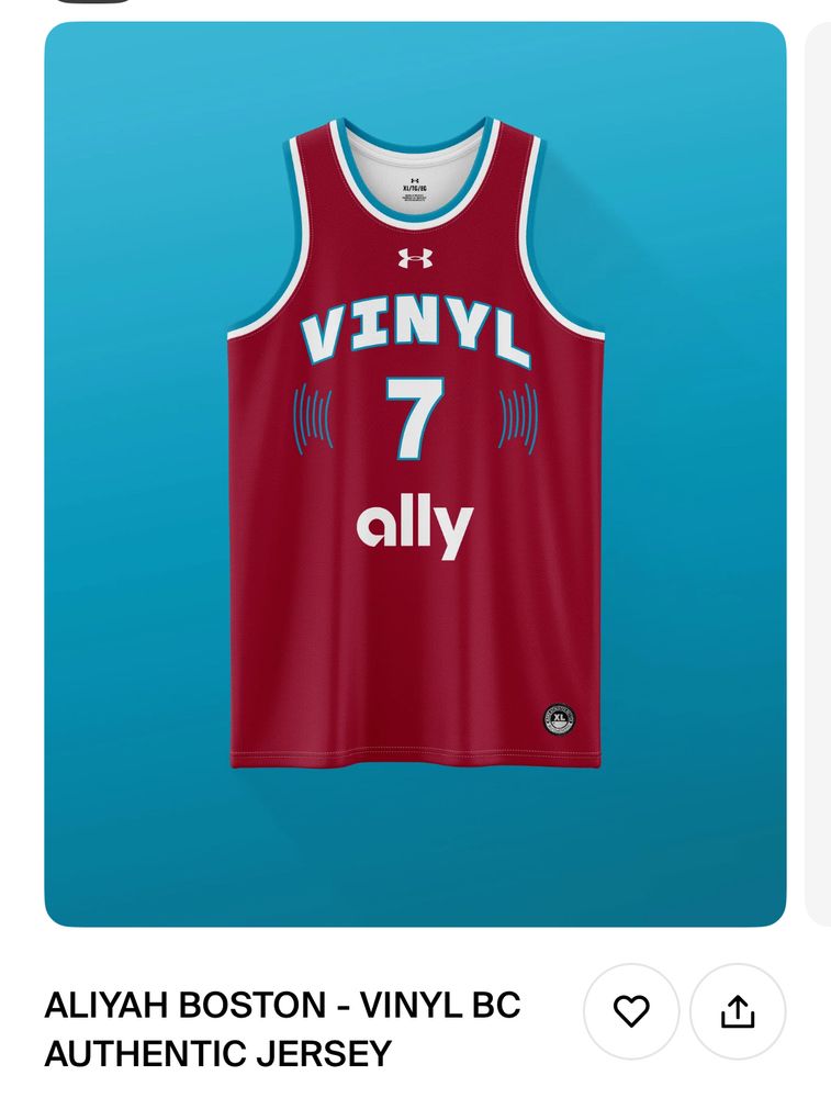 Unrivaled Vinyl Aliyah Boston Jersey in red. Number 7.