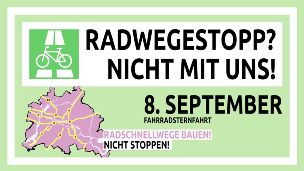 Radwegestopp? Nicht mit uns! Fahrradsternfahrt am 8.9.2024