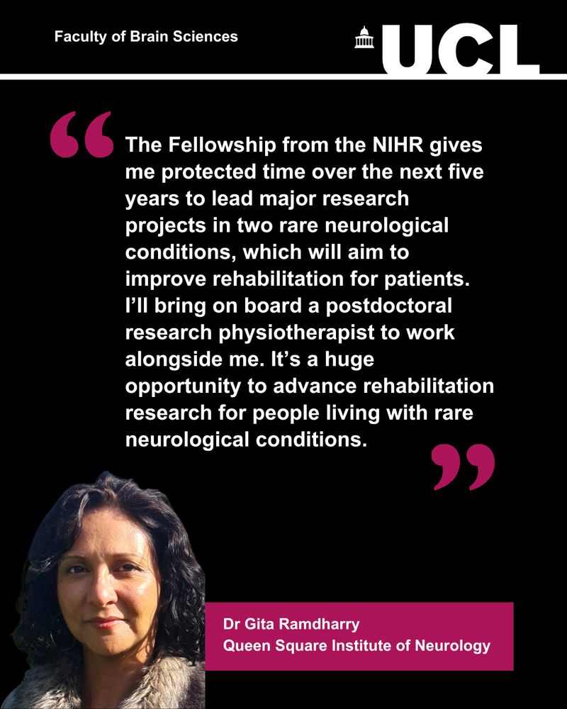 Reads: The Fellowship from the NIHR gives me protected time over the next five years to lead major research projects in two rare neurological conditions, which will aim to improve rehabilitation for patients. I’ll bring on board a postdoctoral research physiotherapist to work alongside me. It’s a huge opportunity to advance rehabilitation research for people living with rare neurological conditions.
