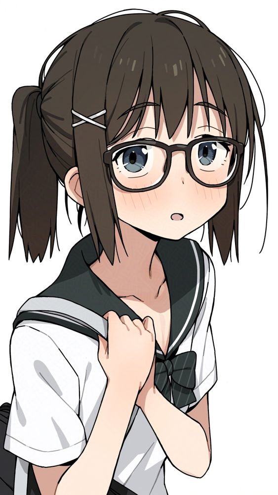 メガネを掛けたポニーテールの女の子