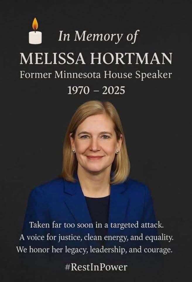 Photo de Mme Melissa Hortman, politicienne du Minnesota qui a été assassinée, tout comme son conjoint et leur chien, dans une attaque politique ciblée. 