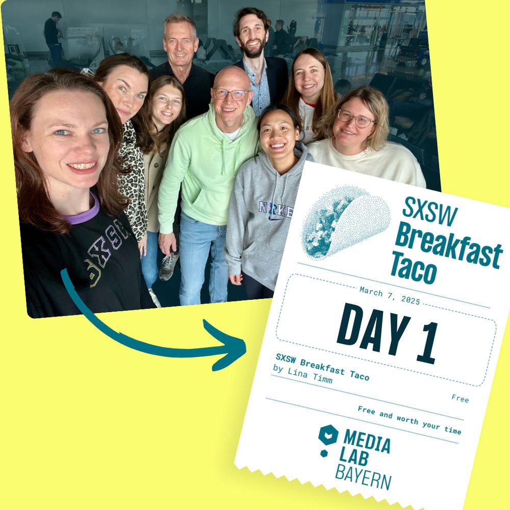 Gruppenbild am Flughafen mit einem Verweis zum SXSW Breakfast Taco (Linas Pop Up Newsletter)