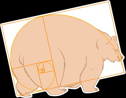 fat bear with golden ratio overlayed