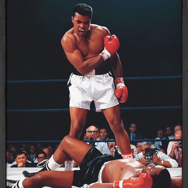 das berühmte foto wo muhammad ali triumphierend über dem zu boden gegangenen sonny liston steht