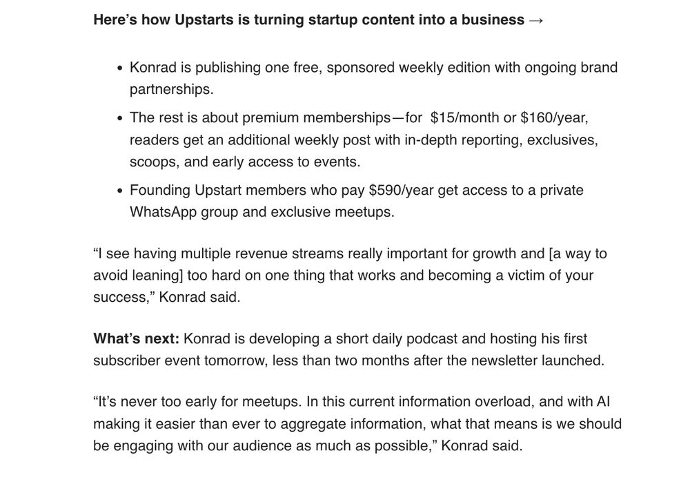 Discussion of our Upstarts WhatsApp group and upcoming podcast