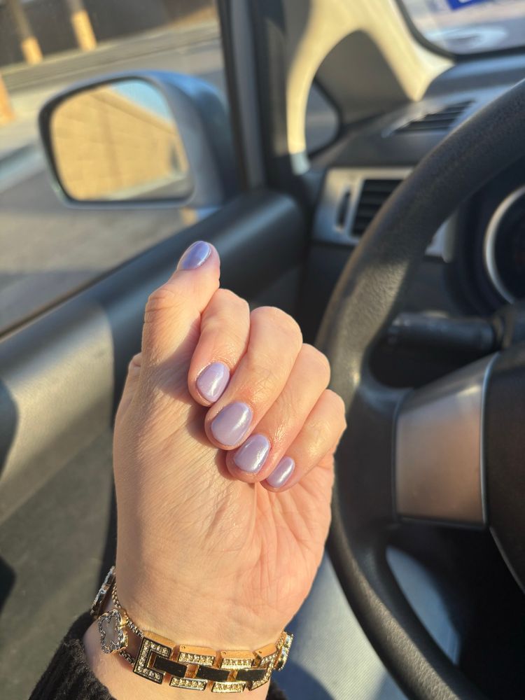 Lilac nails with chrome 