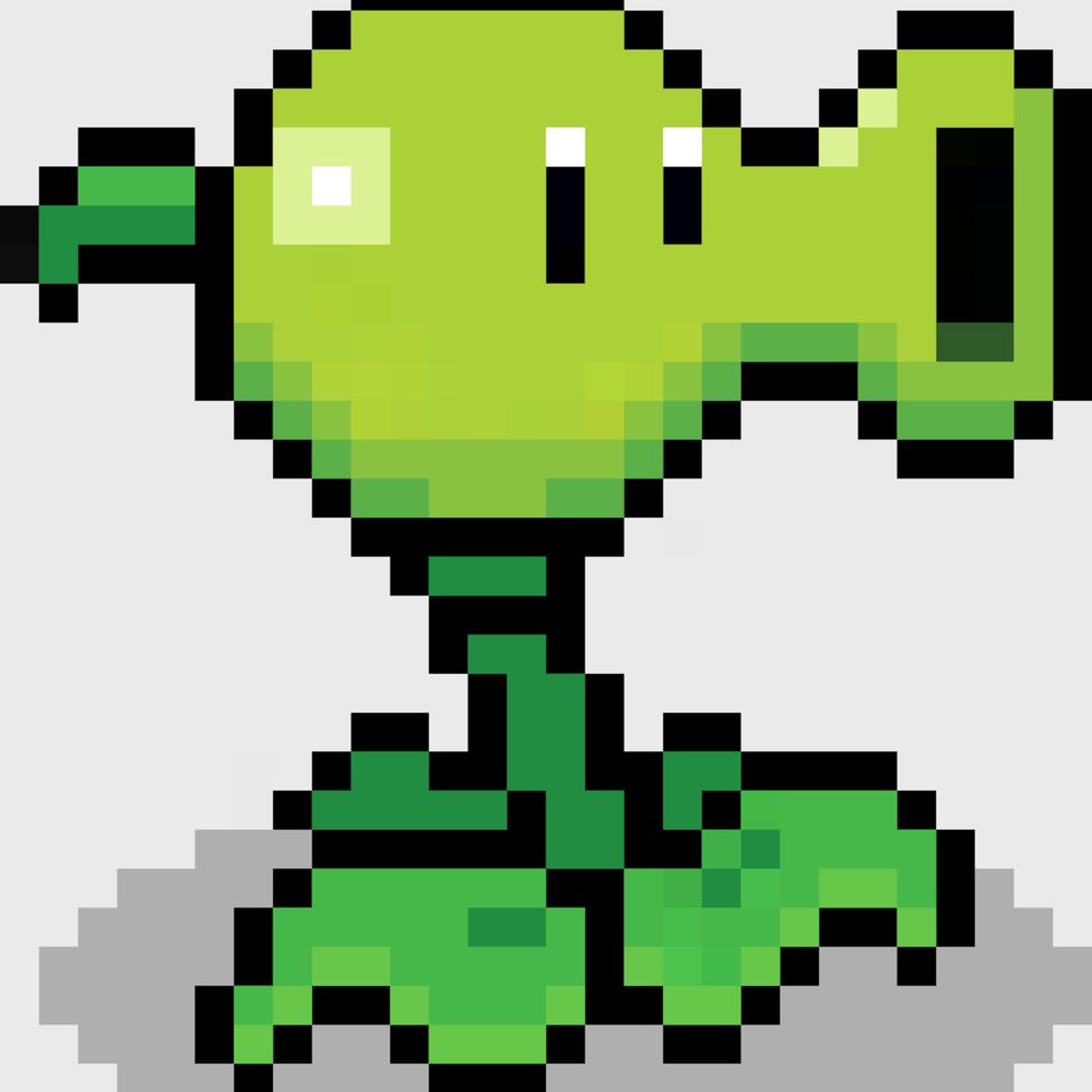 The actual Retro Skin of Peashooter from Plants vs Zombies Replanted, which is an 1:1 adaptation of the original game sprite in pixel form. So retro.
