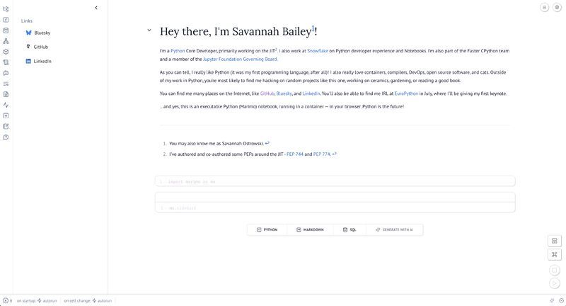 My personal website - it's a Python notebook. This shows my bio.