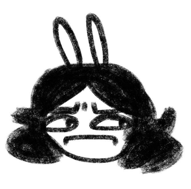 A doodle of Salty (rabbit) grimacing with disgust much in the same way she did when watching the entirety of the movie Saltburn.