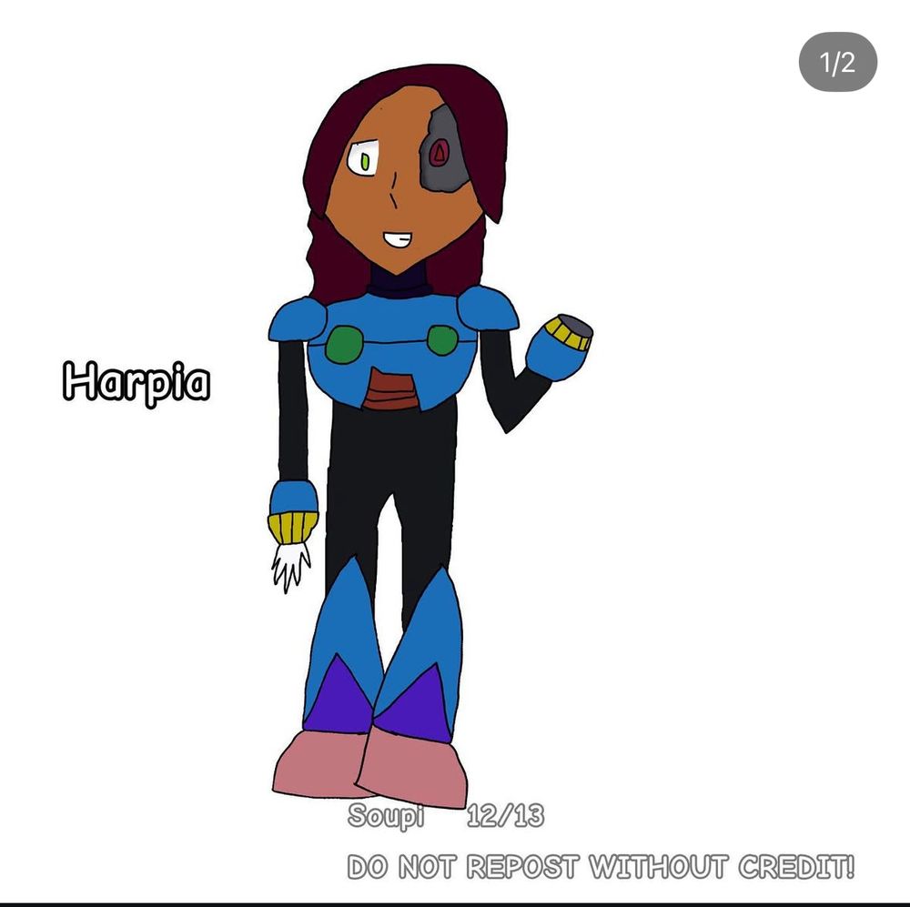 An oc with blue armor named "Haripa