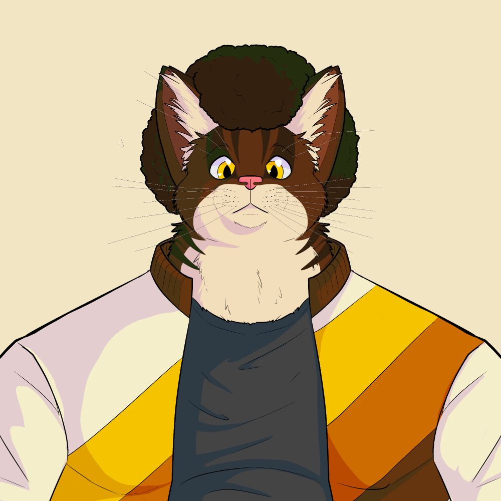 Portrait of an anthropomorphic cat man. 