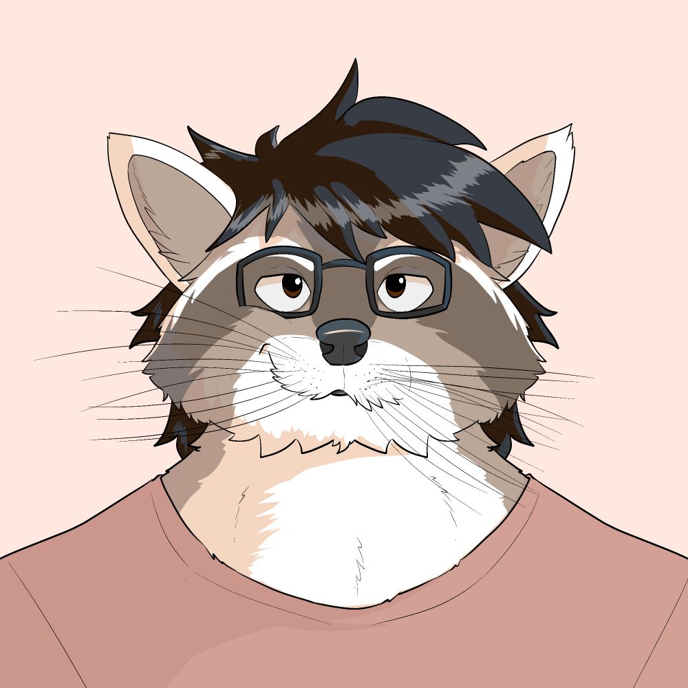 Portrait of an anthropomorphic raccoon man