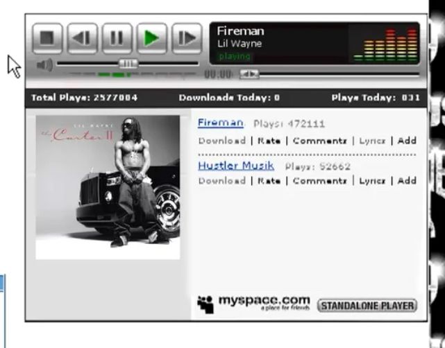 MySpace Profile Song of Lil Wayne’s Fireman 