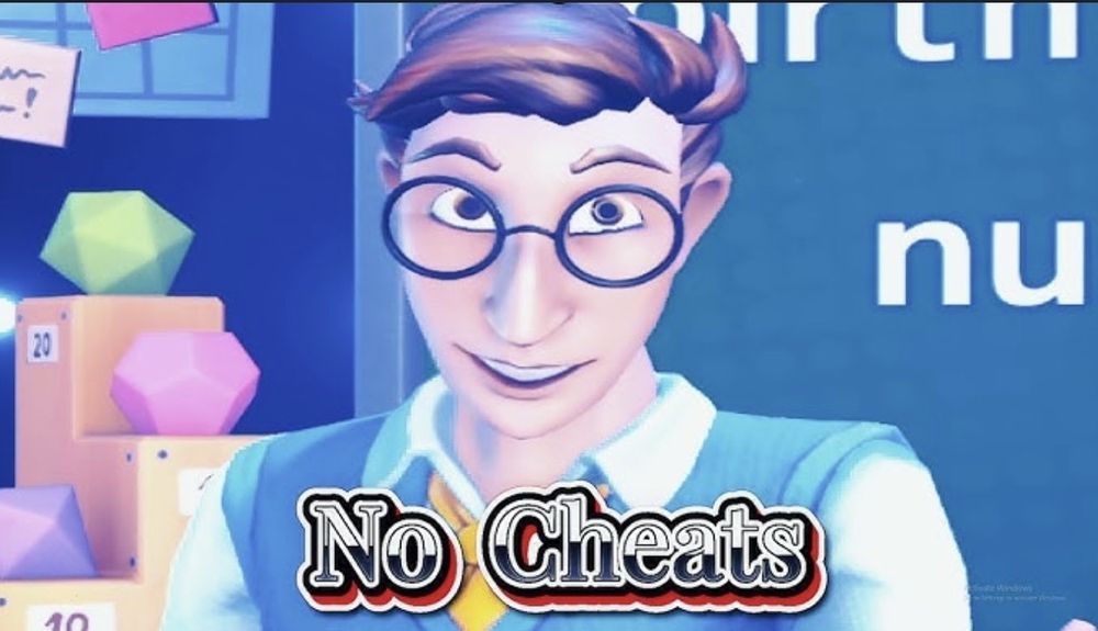 Theodore staring at the viewer with the bottom text saying "No Cheats". 