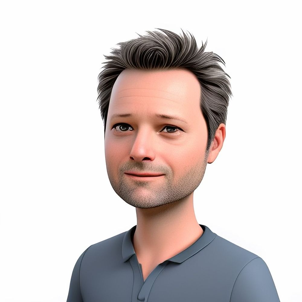 An AI-generated image of me, based on my half-face profile photo.