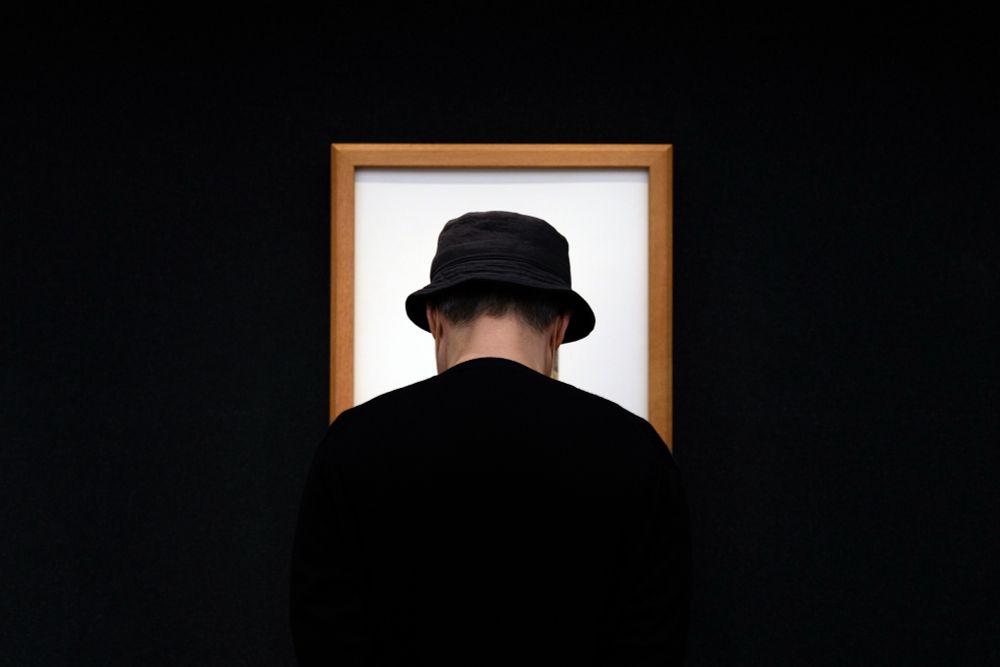 A man examines a drawing inside Tokyo National Museum Friday, Nov. 22, 2024, in Tokyo.