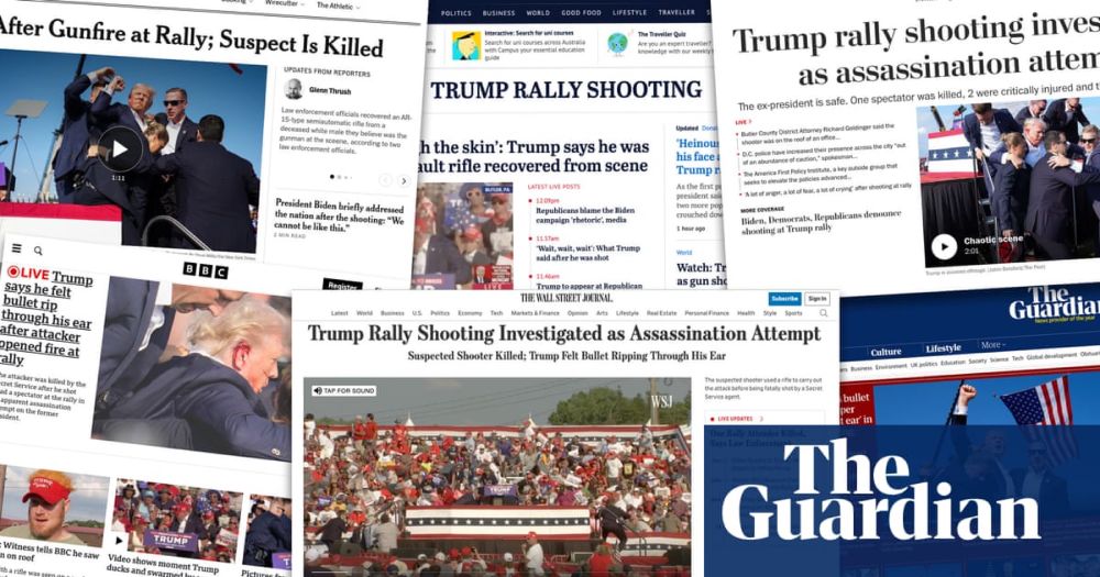 ‘Dark day in American politics’: what the papers say about the Trump rally shooting