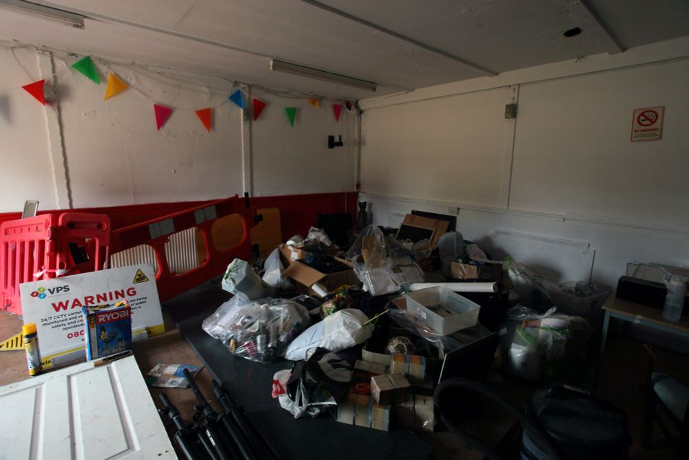 Rubble inside the clubhouse